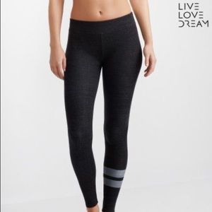 Black Live Love Dream leggings with white stripe
